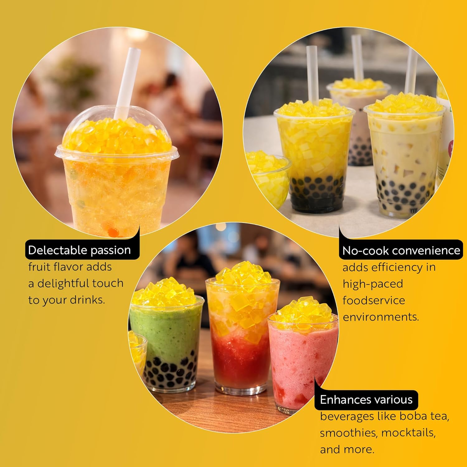 Tea Tek 8.8 Pound Coconut Jelly 1 Count Passion Fruit Coconut Boba Jelly Jars - No Cooking Required, For Various Beverages, Edible Topping For Bubble Tea, Smoothies
