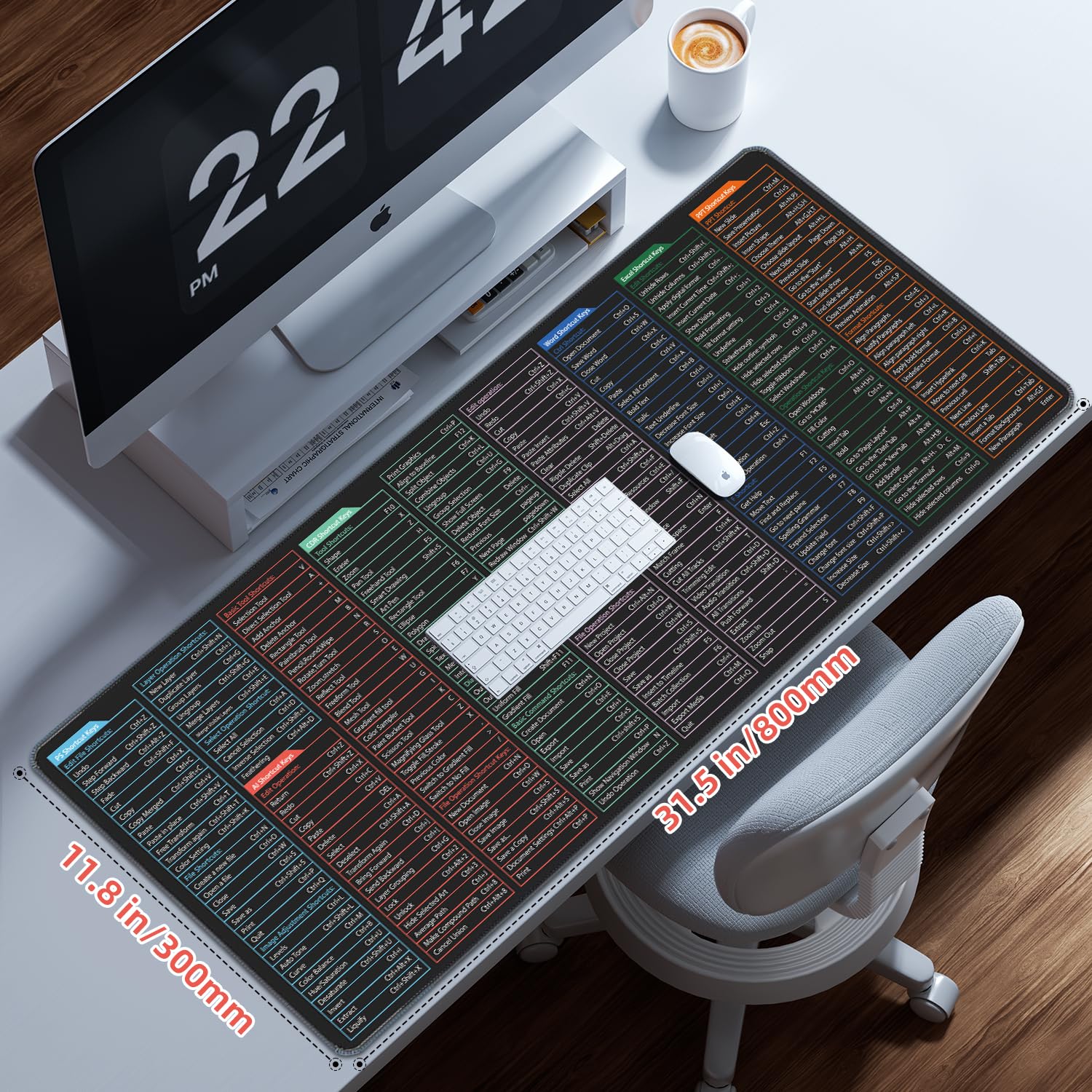 Mouse Pad Per Ufficio Nygtbtfer Anti Slip Keyboard Pad With Shortcuts ...