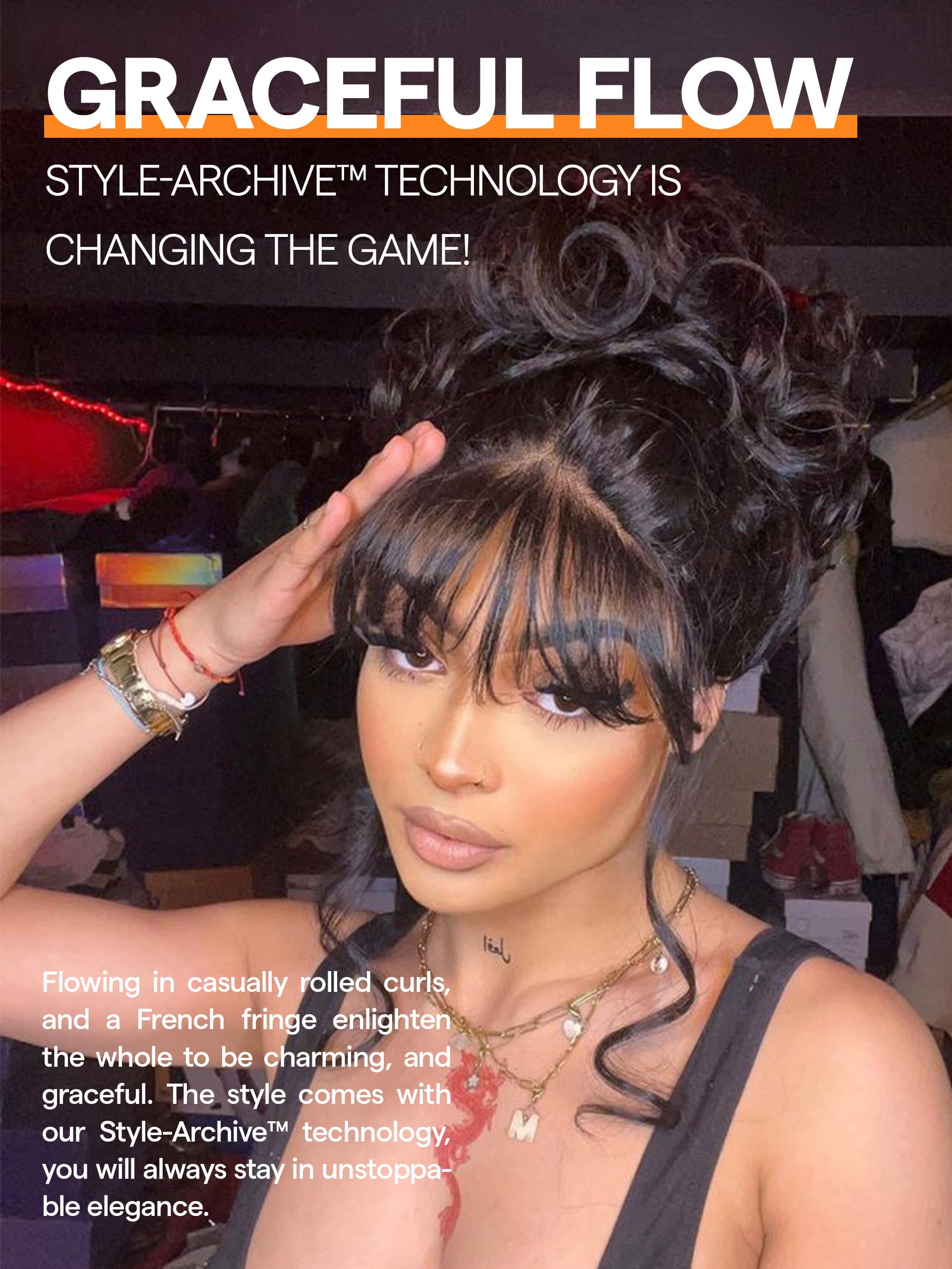 GORGIUS Black Wigs with Bang Body Wave Wig Long Natural Black Glueless Wavy Wig for Women Crafted with Style-Archiveâ„¢ Technology: Premium Fiber & Remy Human Hair Blend, Realistic Look with True Scalp