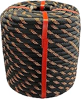 Ezjsdltech Arborist Bull Rope 1/2" x 150ft Black Polyester Braided Rigging Rope - 9000 lbs Strength for Tree Work, Camping, Towing