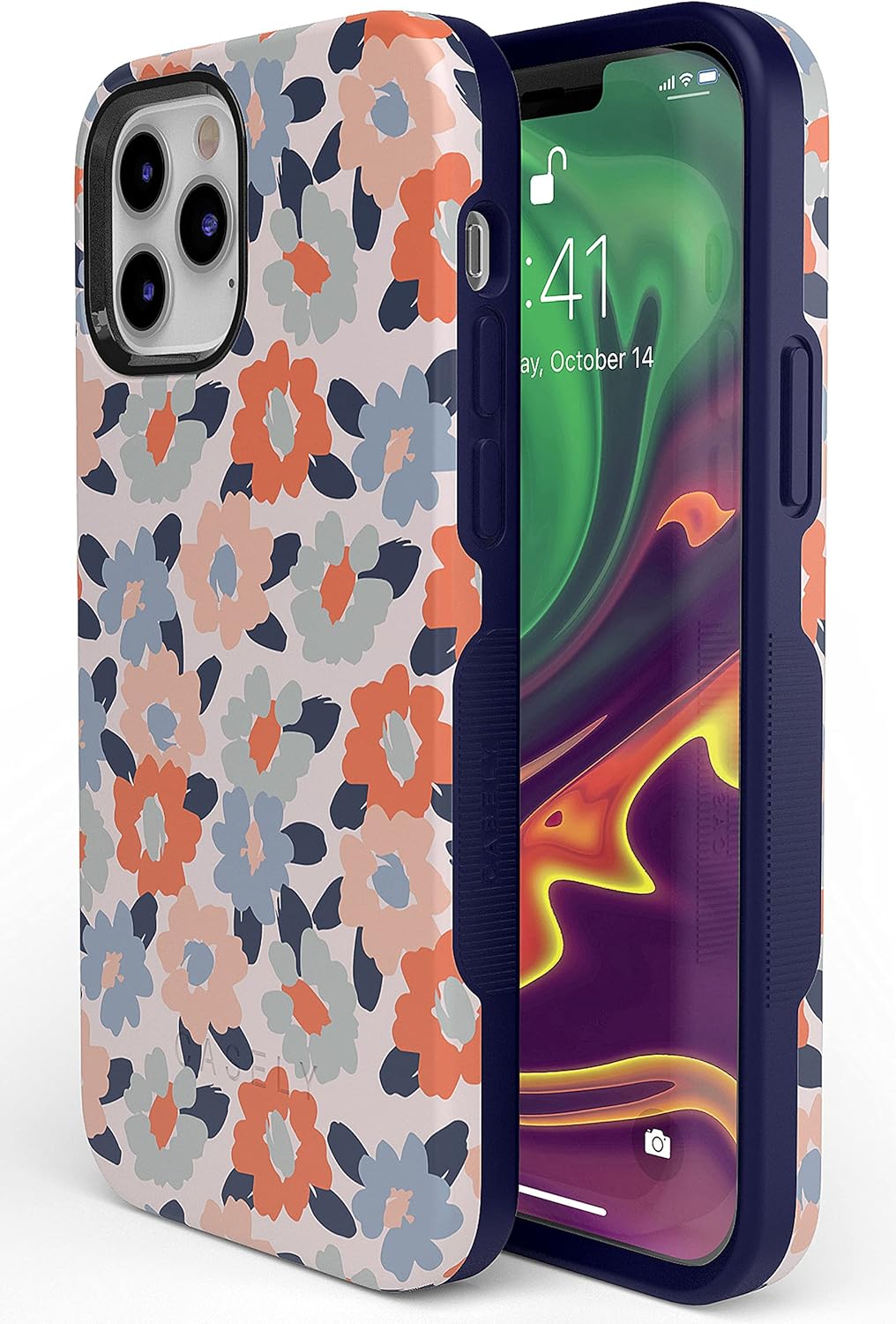 Casely iPhone 12/12 Pro Case | Field of Flowers | Pastel Floral | Bold Protective Design | Compatible with MagSafe