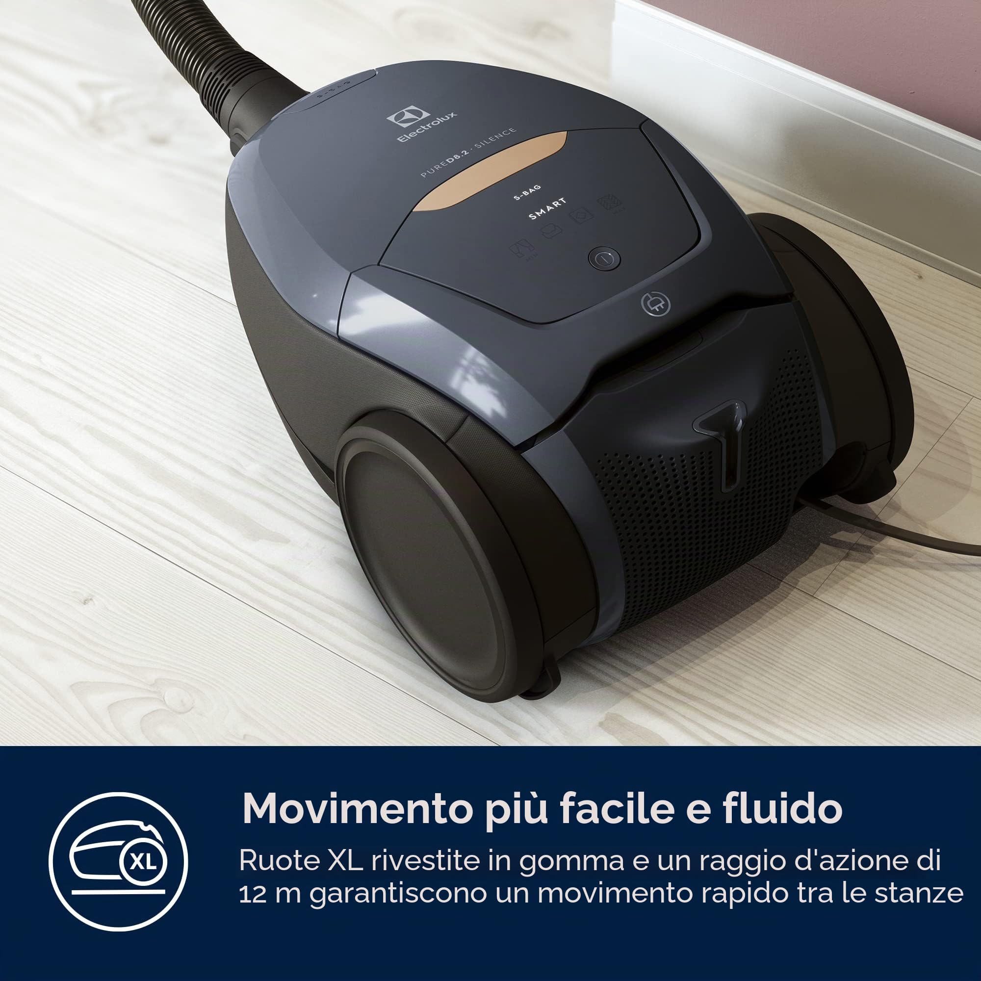 ELECTROLUX PureD8 13783211, Pure D8 PD82-8DB-Aspirapolvere a Slitta con Sacco Ultra Silenzioso, regolatore Automatico di Potenza SmartMode e Tecnologia PureSound-Colore: Blu