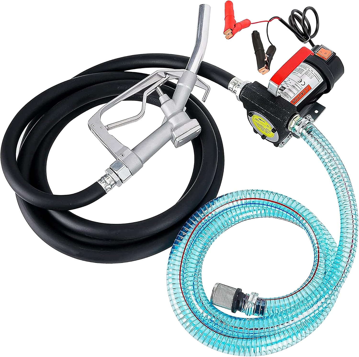 1 Inch Suction Hose for Fuel Diesel Transfer Pump, 6.5 Feet Oil Kerosene Transfer Tube with 3/4 & 1 Inch Threaded Couplings (Pack of 2)