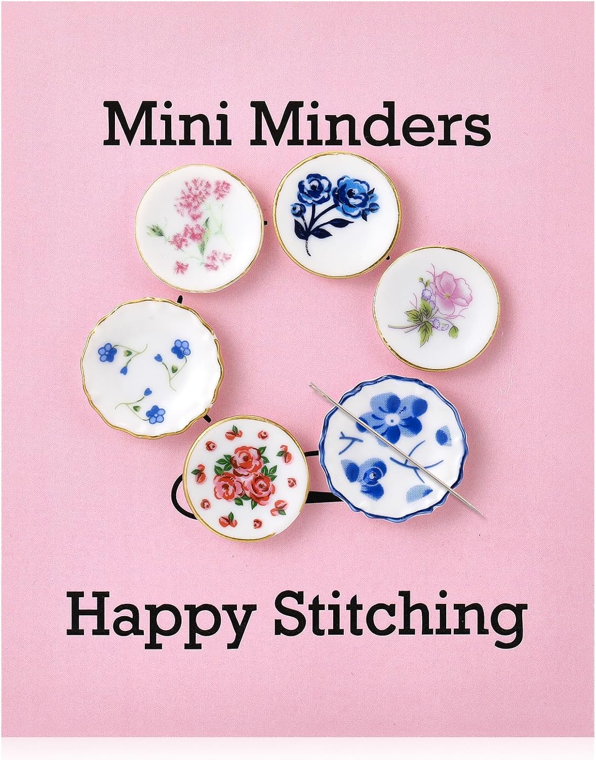 Mifoci 6 Pcs Ceramic Teaplate Needle Minders for Cross Stitch