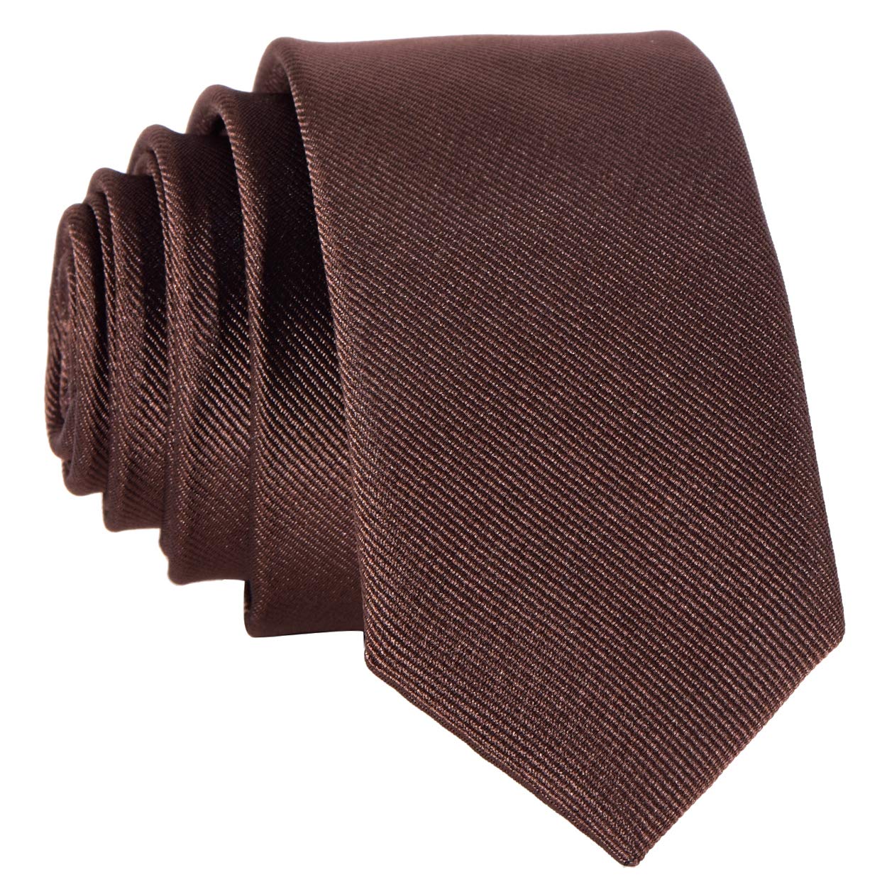 DonDon Men's narrow slim Tie handmade Brown