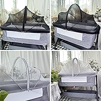 Vista 6 de Mosquitera para cuna de bebé para mantener a los insectos/insectos/gatos fuera, moisés para niños pequeños, cama de noche, red de seguridad con Negro