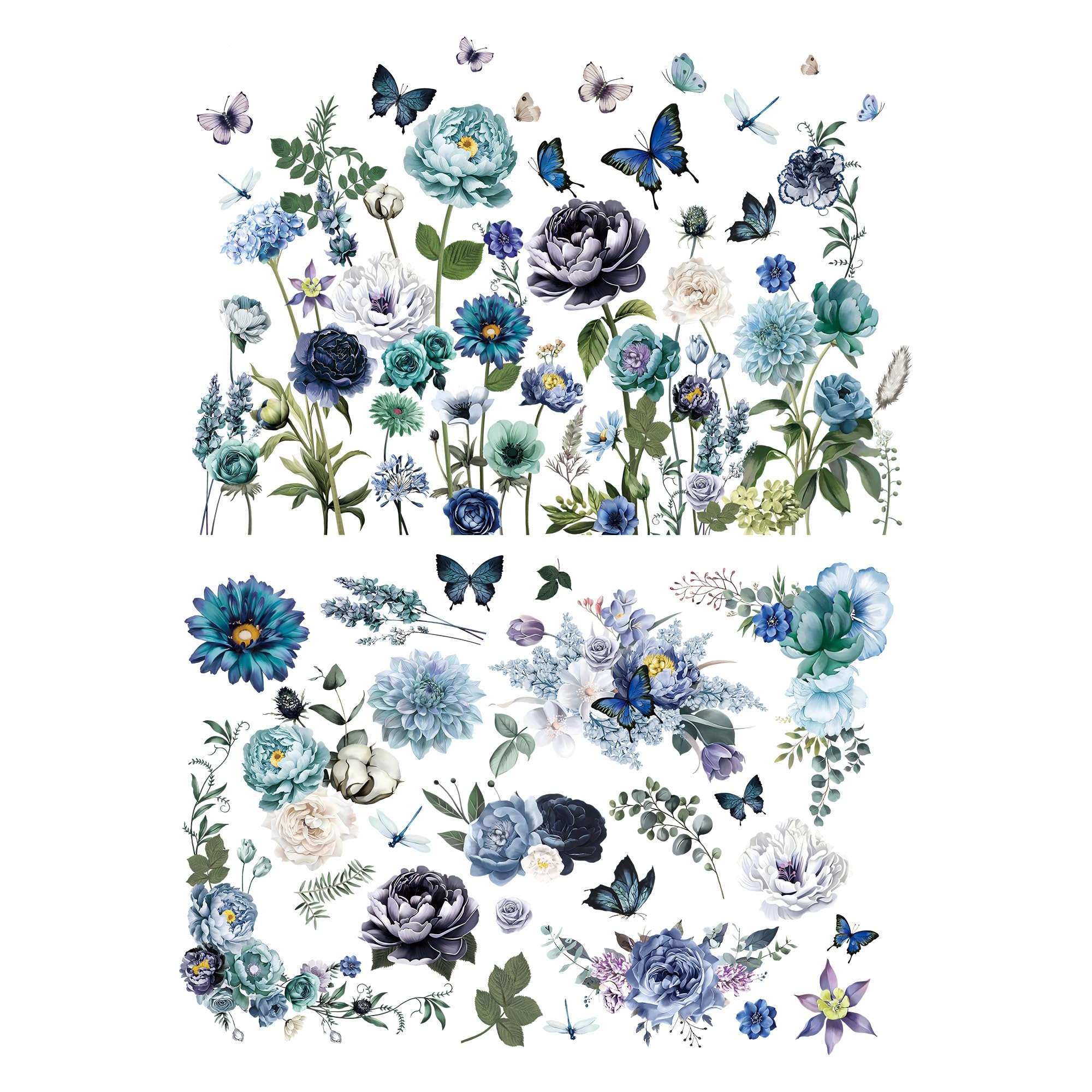 Transferts floraux adhésifs grand format pour décorer verre et métal