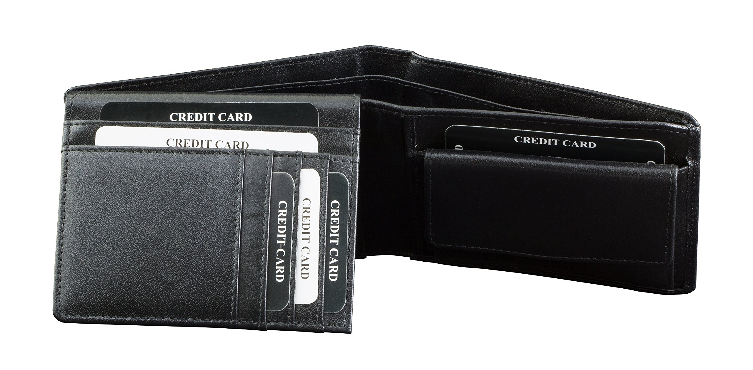 ORIGINAL RFID Schutz Leder Geldbeutel (SCHWARZ)