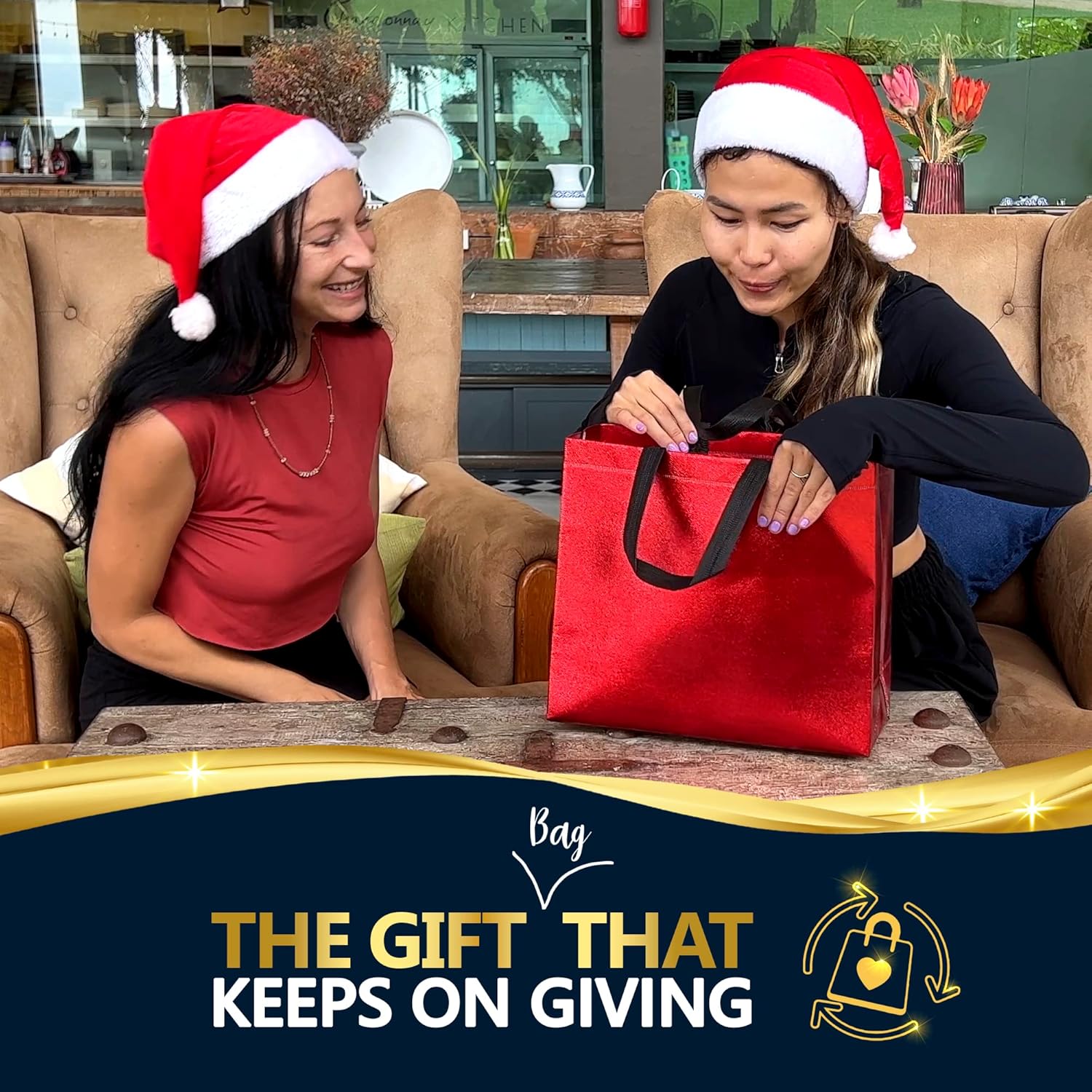 Nush Nush Mix Color Gift Bags Large Size – Set of 12 Reusable Large Gift Bags with Handles in 6 Glossy Vibrant Colors - Perfect Goodie Bag for Birthday Party Favor, Christmas, Holiday – 13x5x11 - Image 3