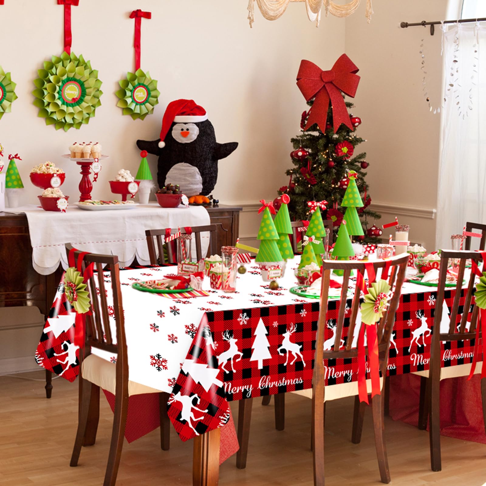 Amazon.co.jp: 使い捨てテーブルカバー 54x108インチ クリスマス