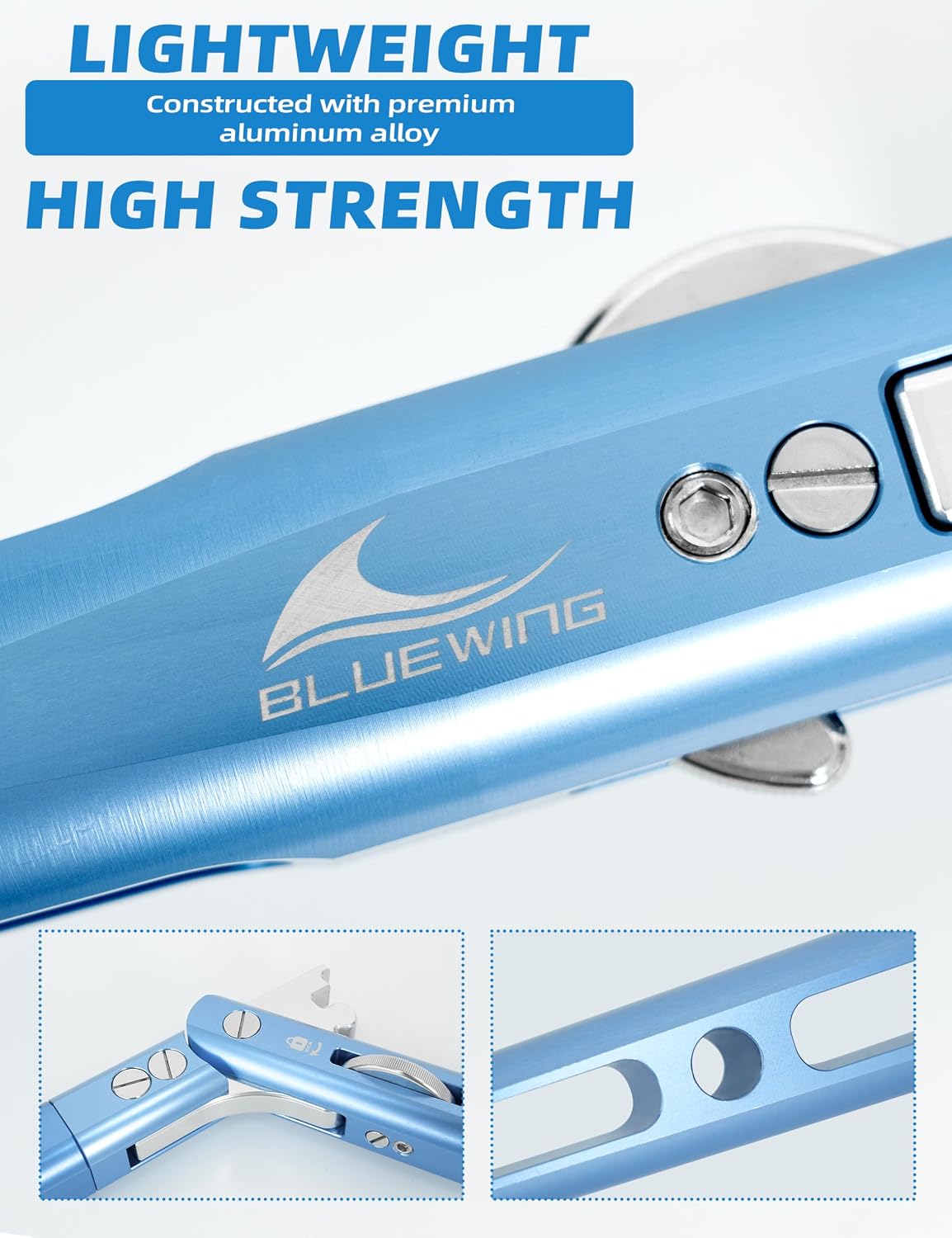 BLUEWING Adjustable Bent Rod Butt Heavy Duty Aluminum Alloy Rod Butt with Adjustable Angles at 0°, 30°, and 60° for Offshore Fishing