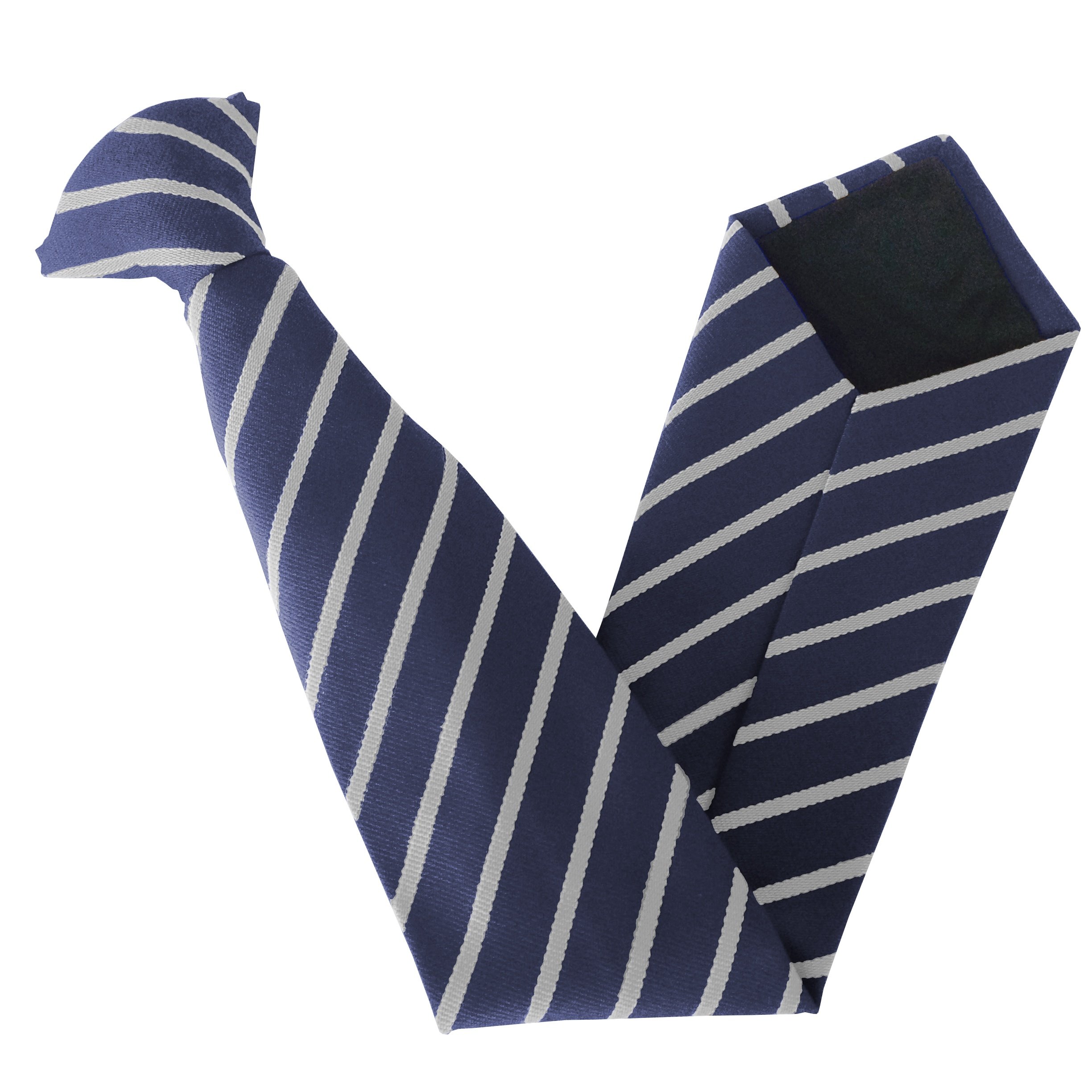 Great British Tie Club Clip On School Ties (21 Single Striped Variations) (14 inch clip on (Junior School), Navy & White)