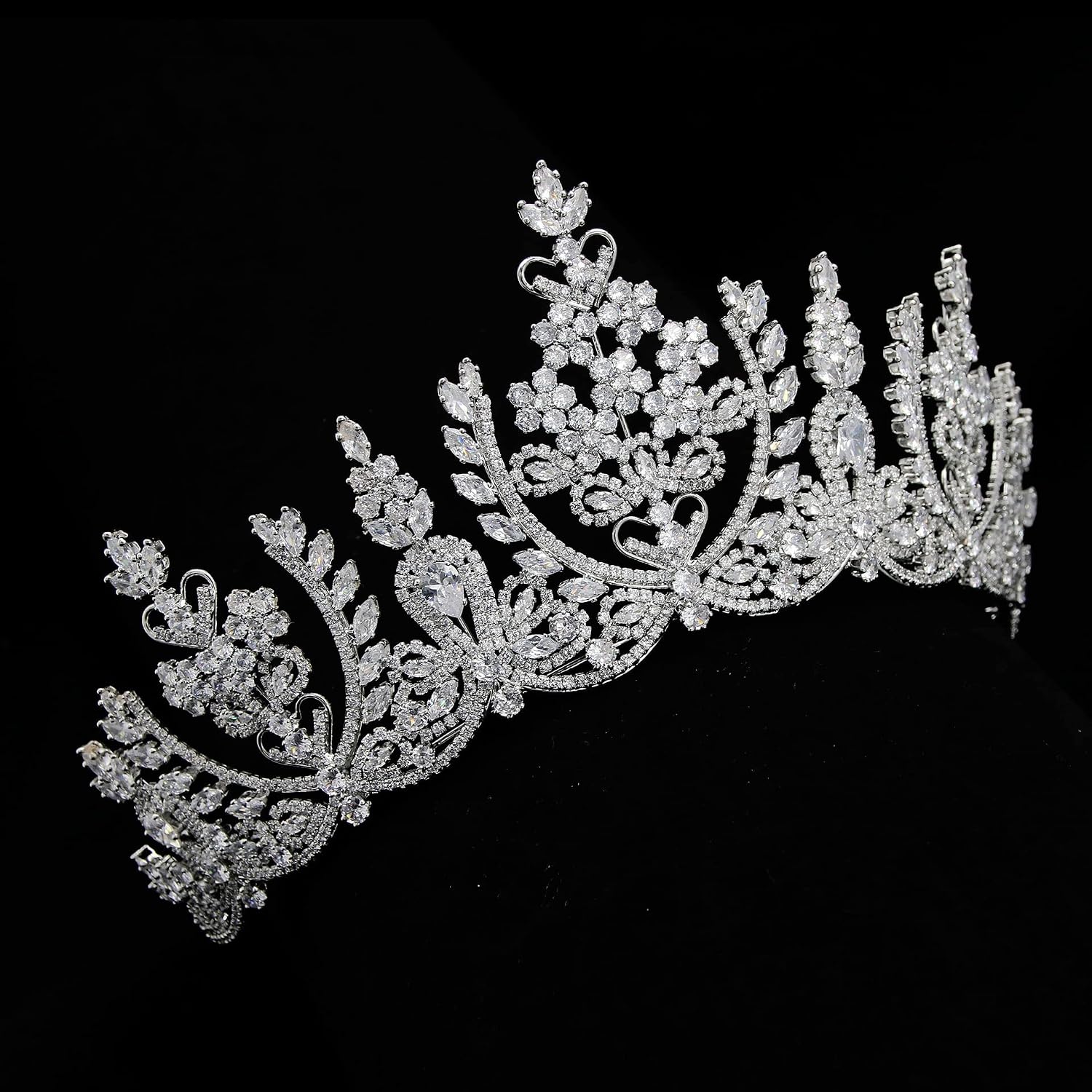 QXMYOO Vintage Wedding Crowns Arab Classic Dubai Cubic Zirconia Crown Bridal Hair Accessories Crystal Tiara Headband for Women