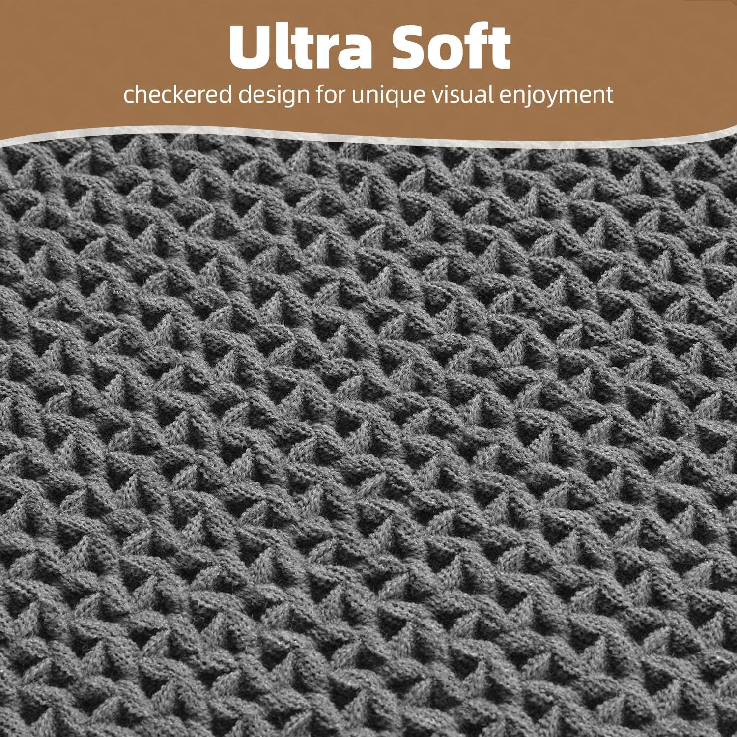 PADOOR Checkered Bath Mat, Super Absorbent Non Slip Bath Mats for Bathroom Floor 3D Woven Bathroom Mat with Tassels Machine Washable Bathroom Rugs Beside Tub, 17" x 24", Dark Grey - Image 5