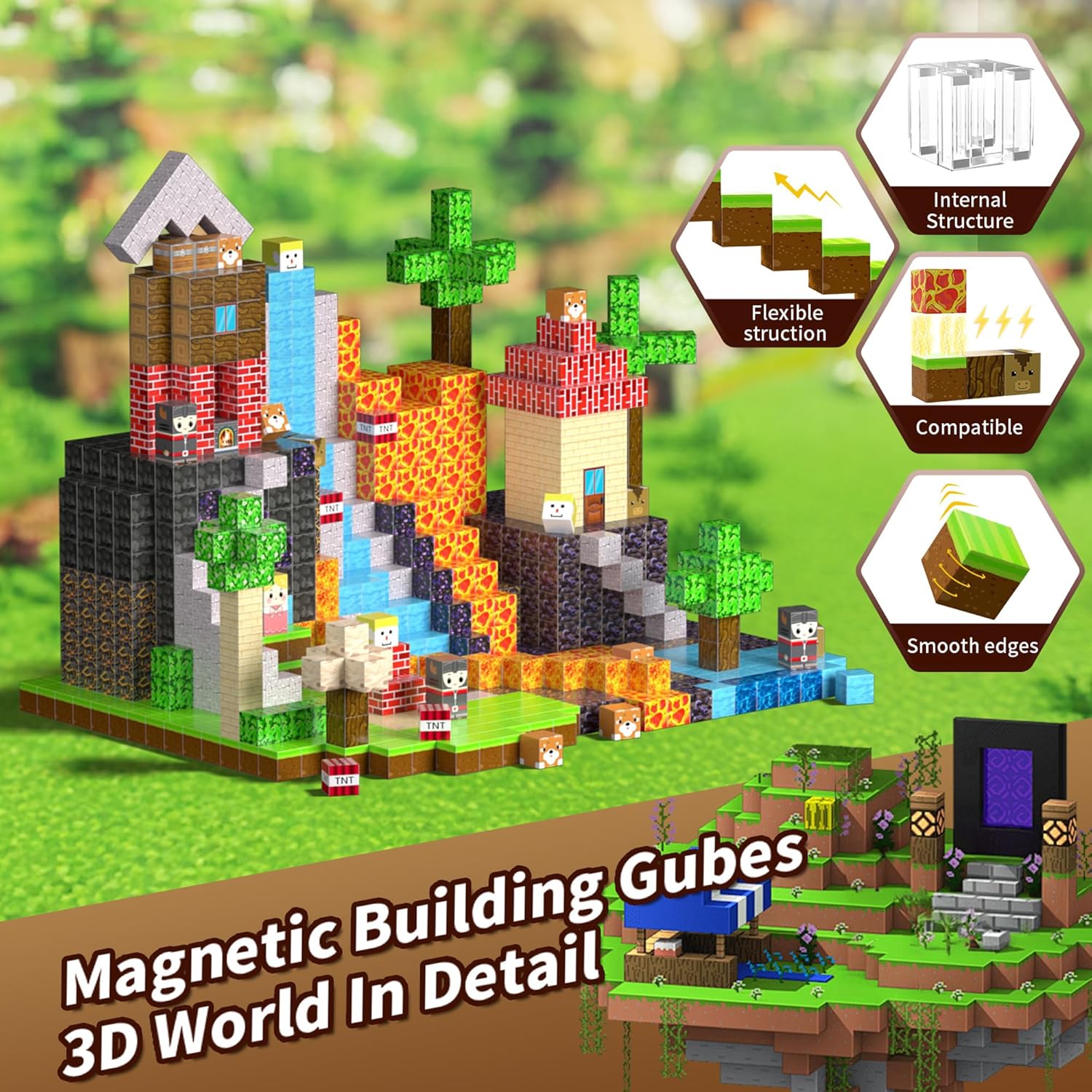 300 PCS Building Blocks, 3D Construction Build Toys, STEM Sensory Building Cubes Gifts for Valentines Day, Easter Basket Stuffers (Multicolor-300PCS)