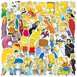 50Pcs The Simpsons Stickers for Kids Teens Adult, Waterproof Vinyl Movie Decal for Water Bottle Skateboard Guitar Travel Case Bike Laptop,Car Bumper,Luggage Laptop Phone Party Favors
