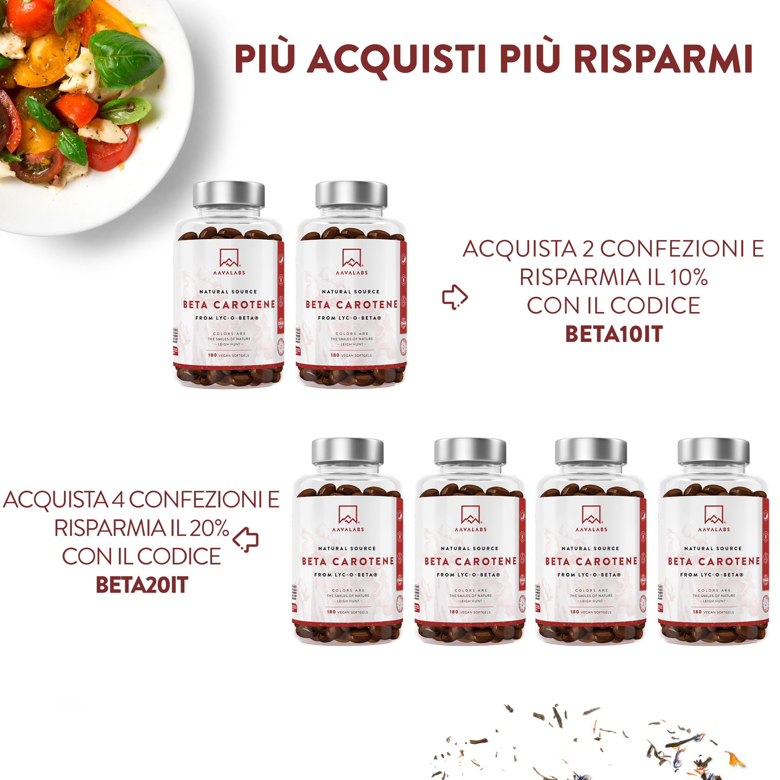 Betacarotene Integratore Abbronzatura Naturale 25000 UI con Lyc-O-Beta e Olio Extravergine d'Oliva - Betacarotene per Abbronzatura Forte e Sistema Immunitario - Integratori Abbronzatura 180 Capsule