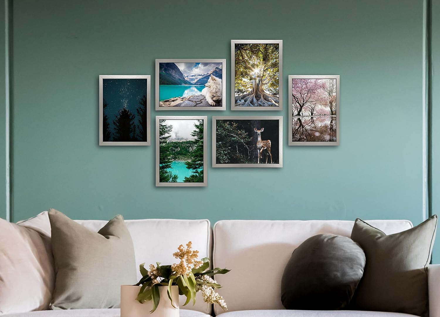 (Pack of 6) A4 Silver Photo Frame Wall Mountable Table Top Picture