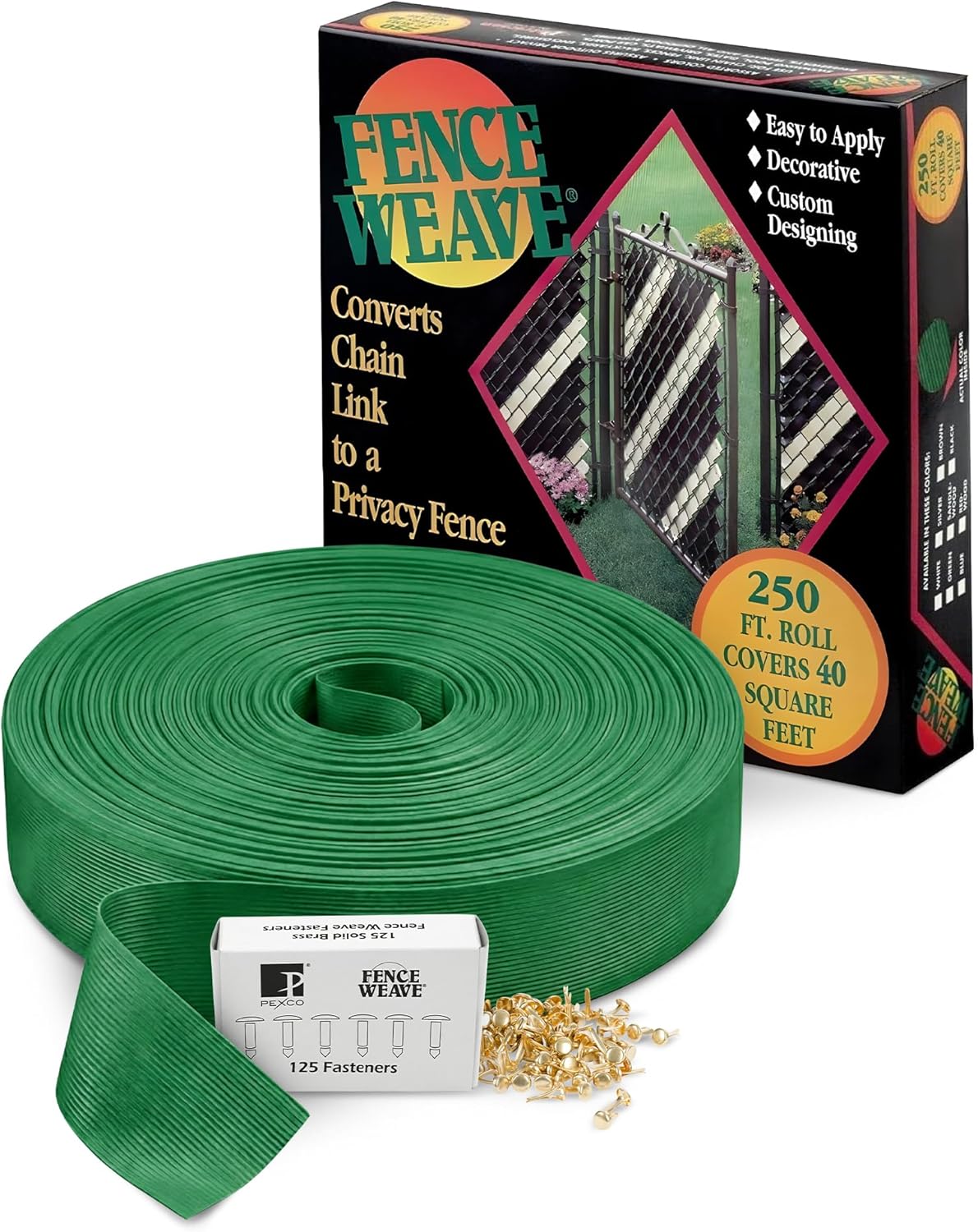 NMIFence - Pexco Fence Weave Privacy Slats for Chain Link Fence - Polyethylene, Easy DIY, Made in USA, Ideal for Backyard, Garden, Patio Privacy Fencing & Pool Enclosures (250 Ft Roll, Green)