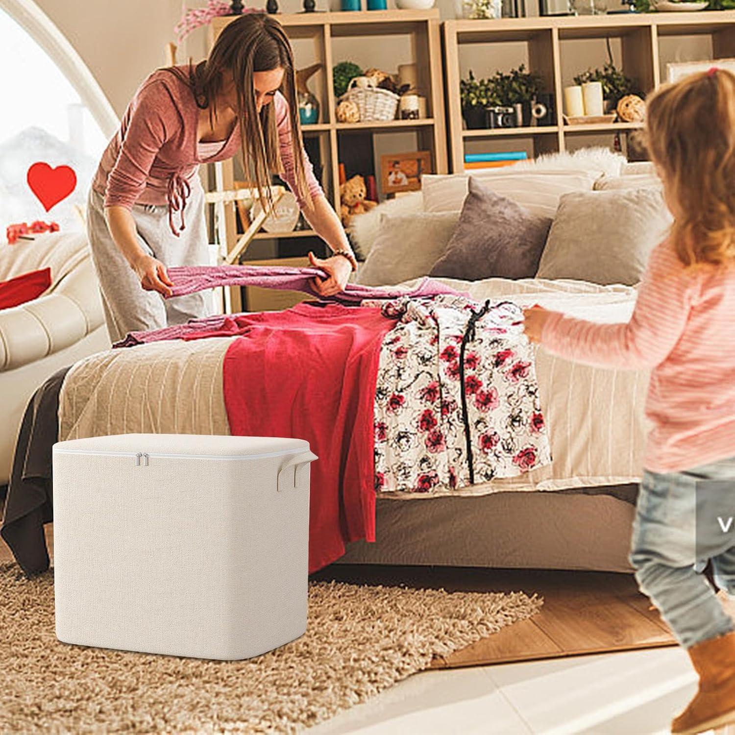 Blanket Storage Bags Comforter Bags, Reinforced Handles, Multifunctional image 3