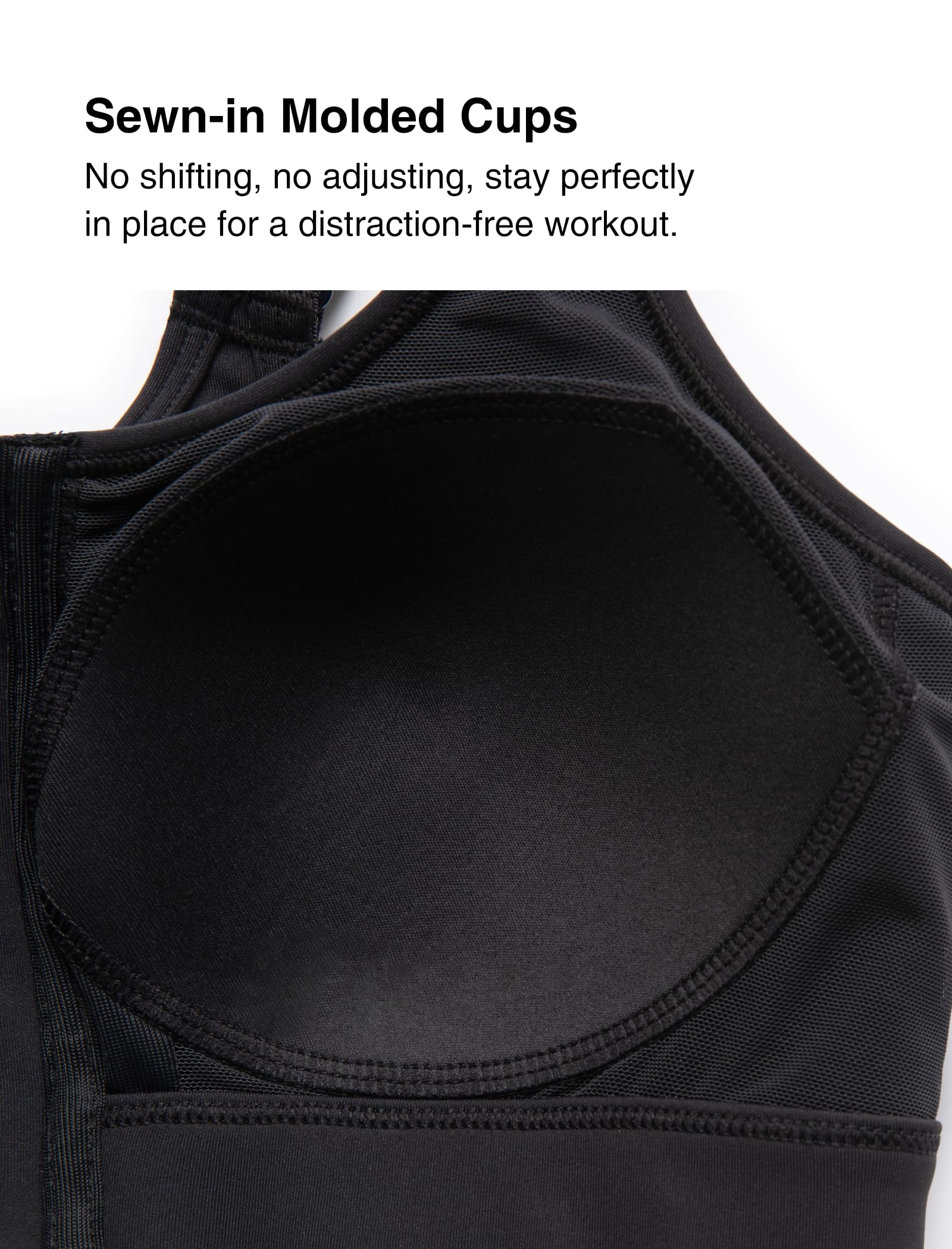 Yvette Soutien-gorge de sport réglable pour femme - Fort impact - Fermeture éclair sur le devant - Grande taille - Sans armature - Pour la course à pied et l'entraînement, noir, L grande taille