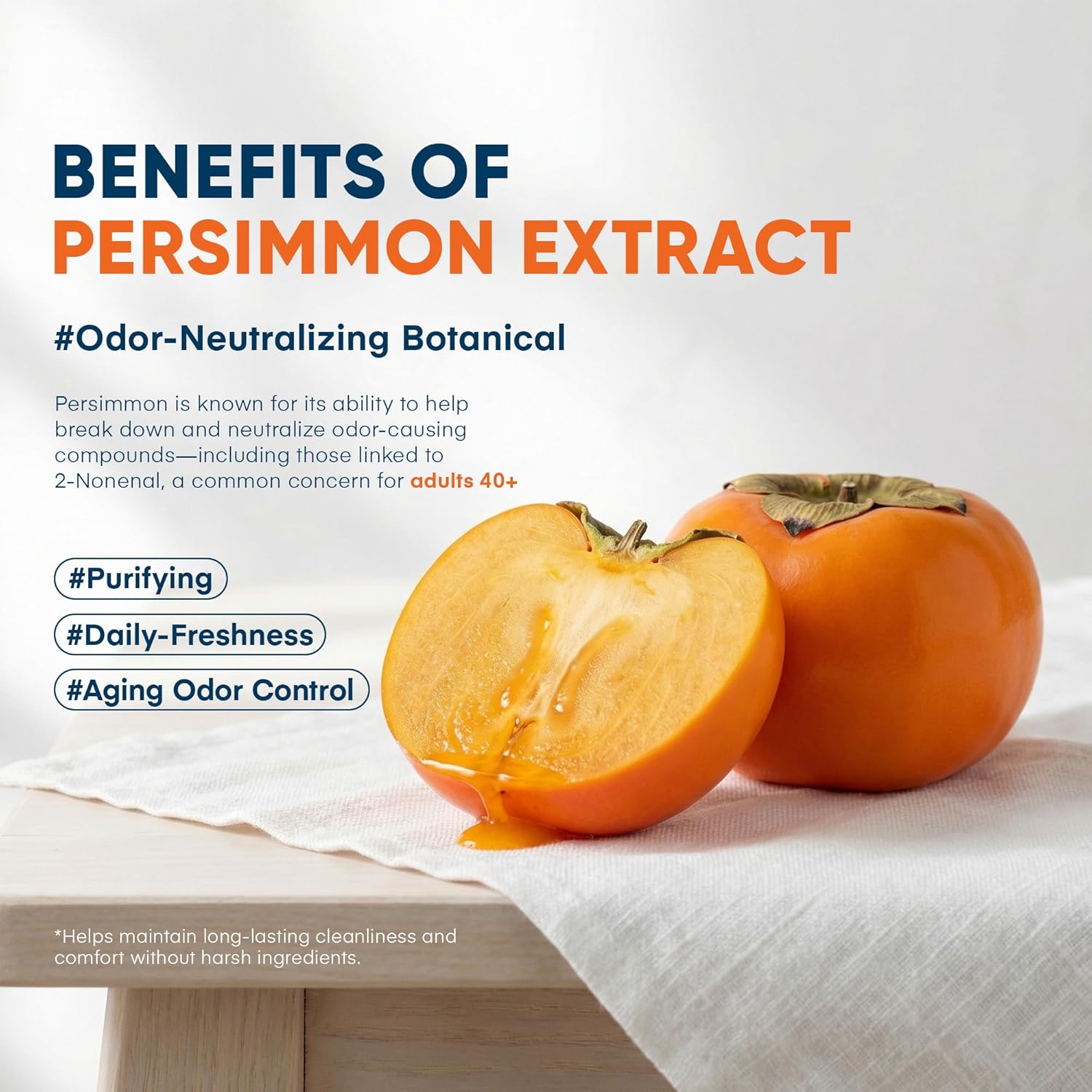 ProBliva Persimmon Soap for Aging Odor: Purifying & Odor-Neutralizing for Old People Smell with Tea Tree Oil & Green Tea - Japanese Deodorizing Body Odor Bar & Eliminator for Adults & Seniors - 4Bars