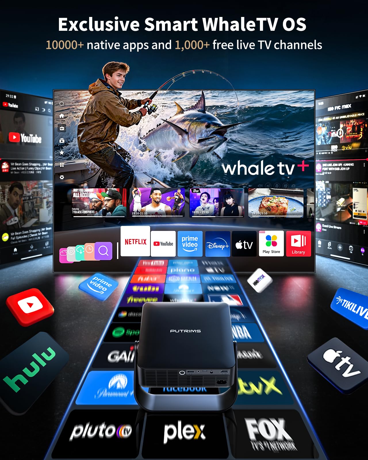 Proiettore Portatile Smart TV 1080P 330° Rotazione WiFi - Dettaglio