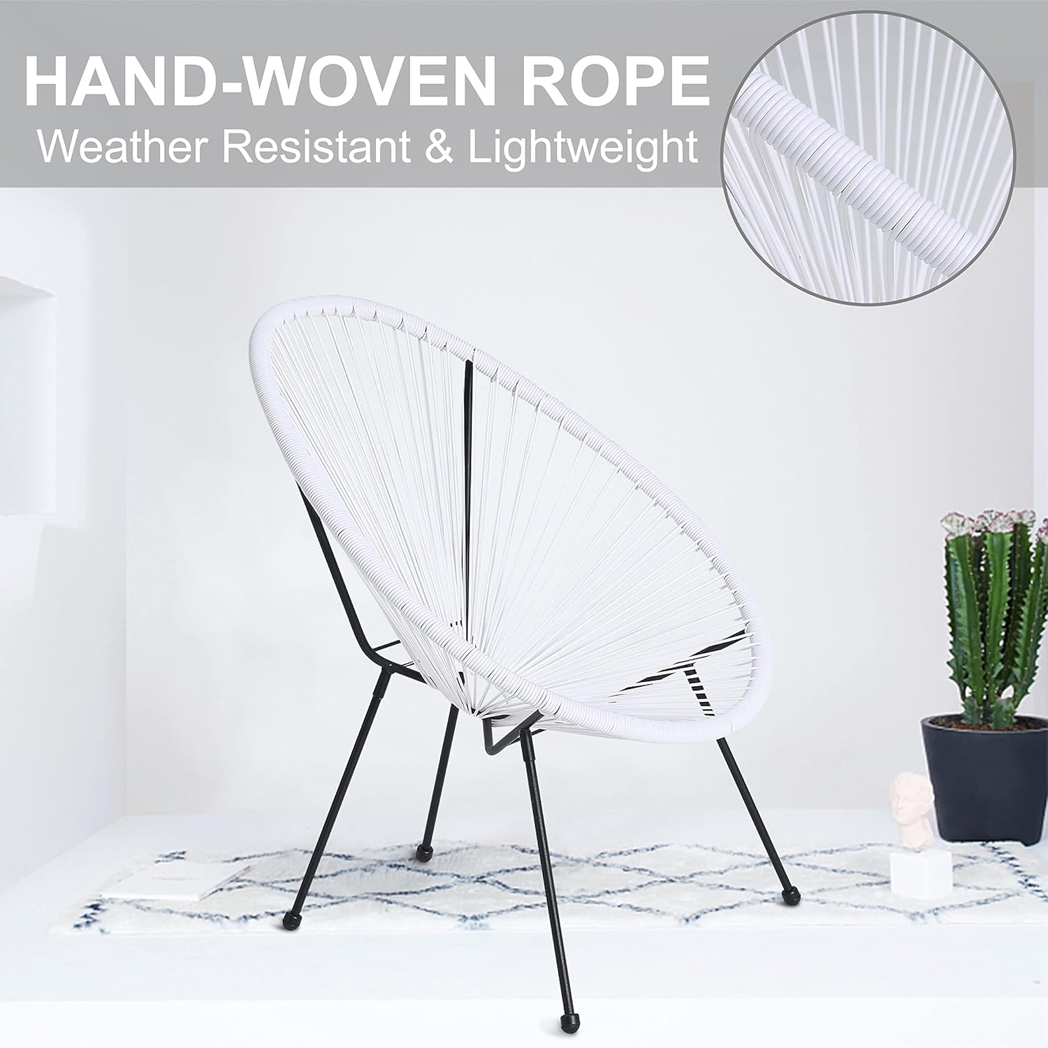 ABCCANOPY 3-Piece Patio Furniture Set,Acapulco Chair Conversation Bistro Set, Indoor&Outdoor All-Weather Patio Furniture Sets with Glass Top Table