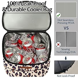 Backpack Cooler for Women 45 Cans, Soft Cooler Backpack with Cooler Compartment Insulated Waterproof Ice Pack Cooler Bag for Women Black Brown Pattern