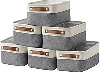 Vista 41 de HNZIGE Cestas de almacenamiento de tela (paquete de 3) – Cestas decorativas plegables con asas de cuero para organizar la ropa
