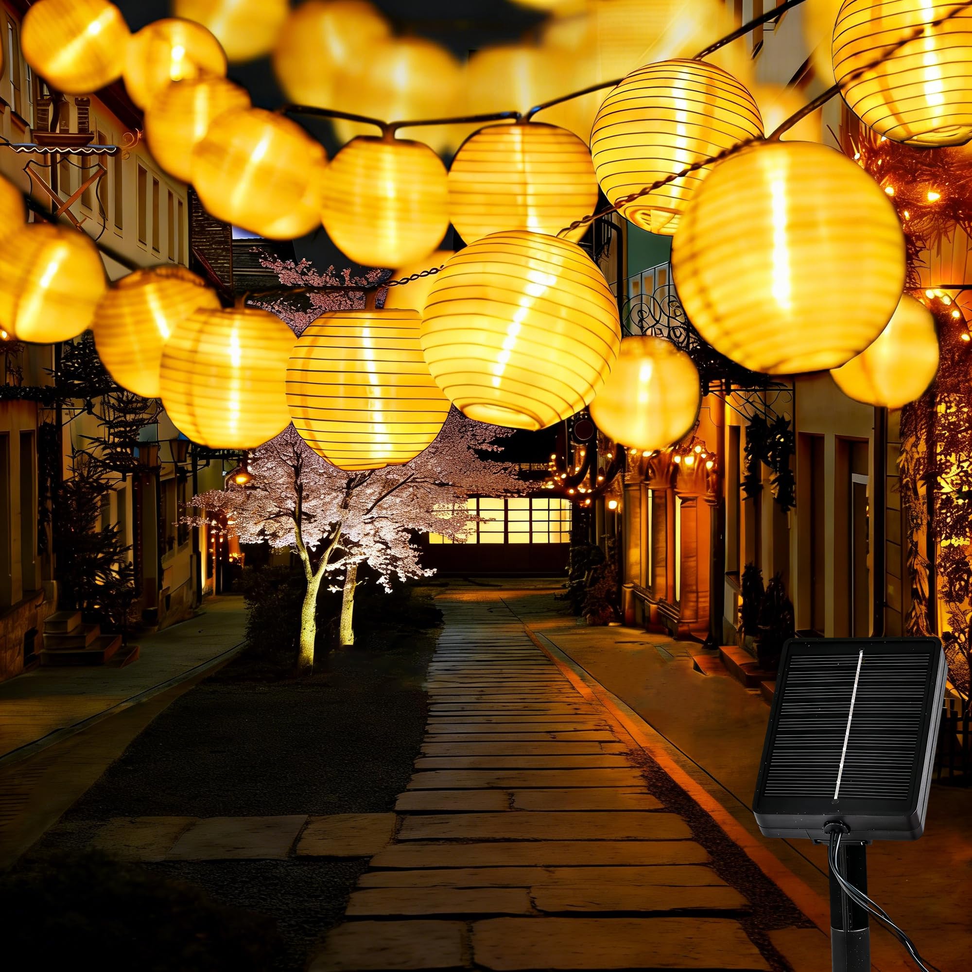 Dankeled Solar Lampions Außen Wetterfest - 4M Solar Lichterkette Outdoor 20 LED Laternen, IP65 Wasserdicht 8 Modi Solar-Beleuchtung für Garten, Balkon, Hof, Hochzeit, Party Deko (Warmweiß)