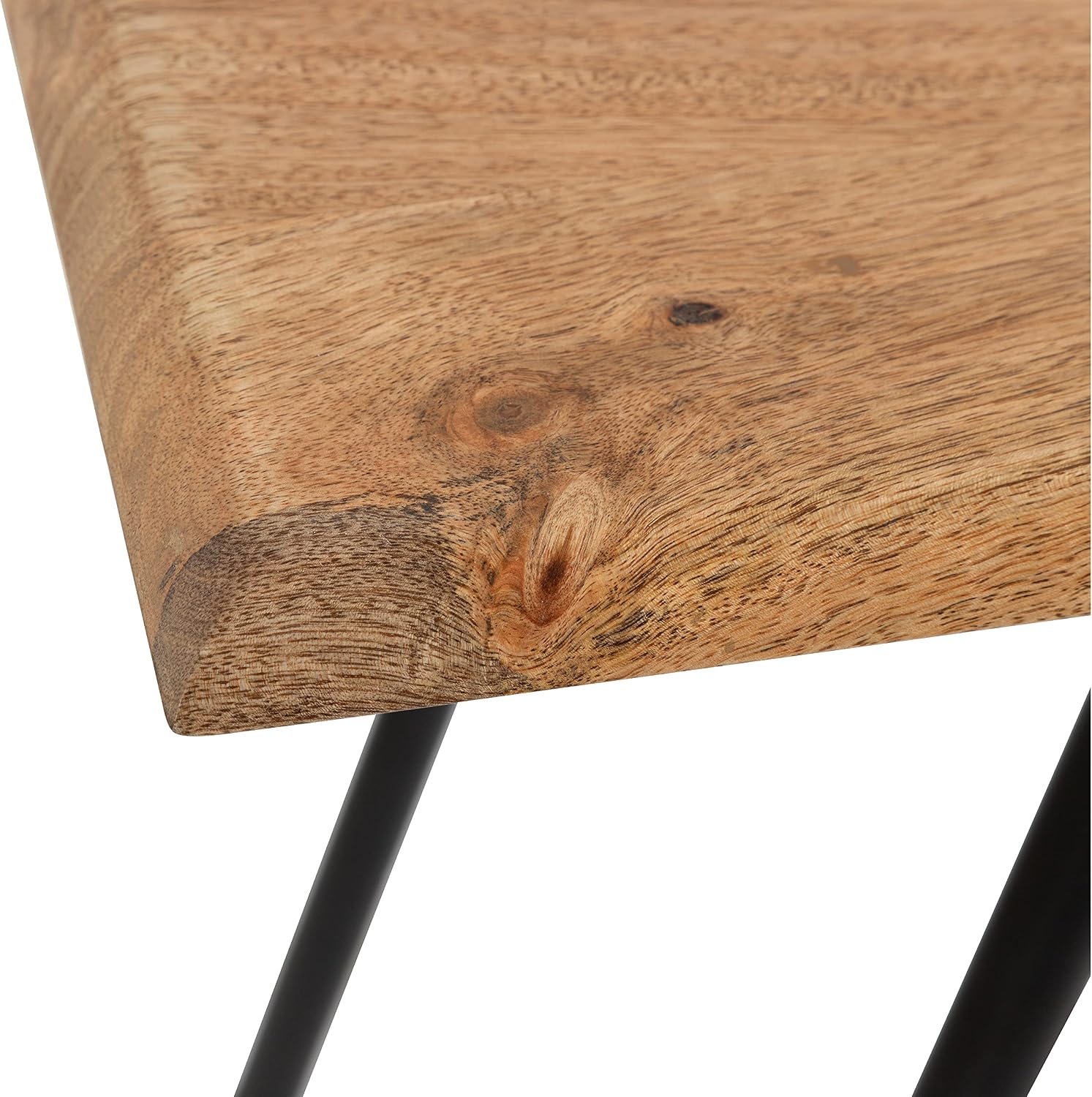 Kate and Laurel Pallson Modern Bench, 36 x 14 x 20, Natural Wood and Black, Decorative Boho Decor for Storage and Display