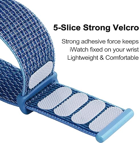 Vista 20 de 4 Pack Nylon Sport Band Compatible with Apple Watch Band 42mm 44mm 45mm 49mm Women Men, Adjustable Stretchy Solo Loop Strap for iWatch Series