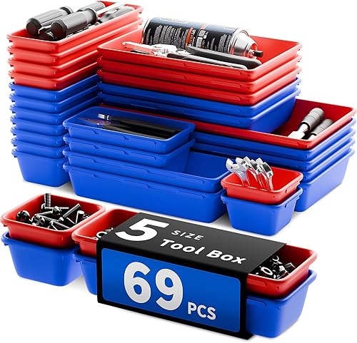 Miniatura 8 de Organizador de cajones para herramientas de 5 tamaños [69 PIEZAS], bandeja para caja de herramientas, bandeja para cajones de escritorio, cajón de