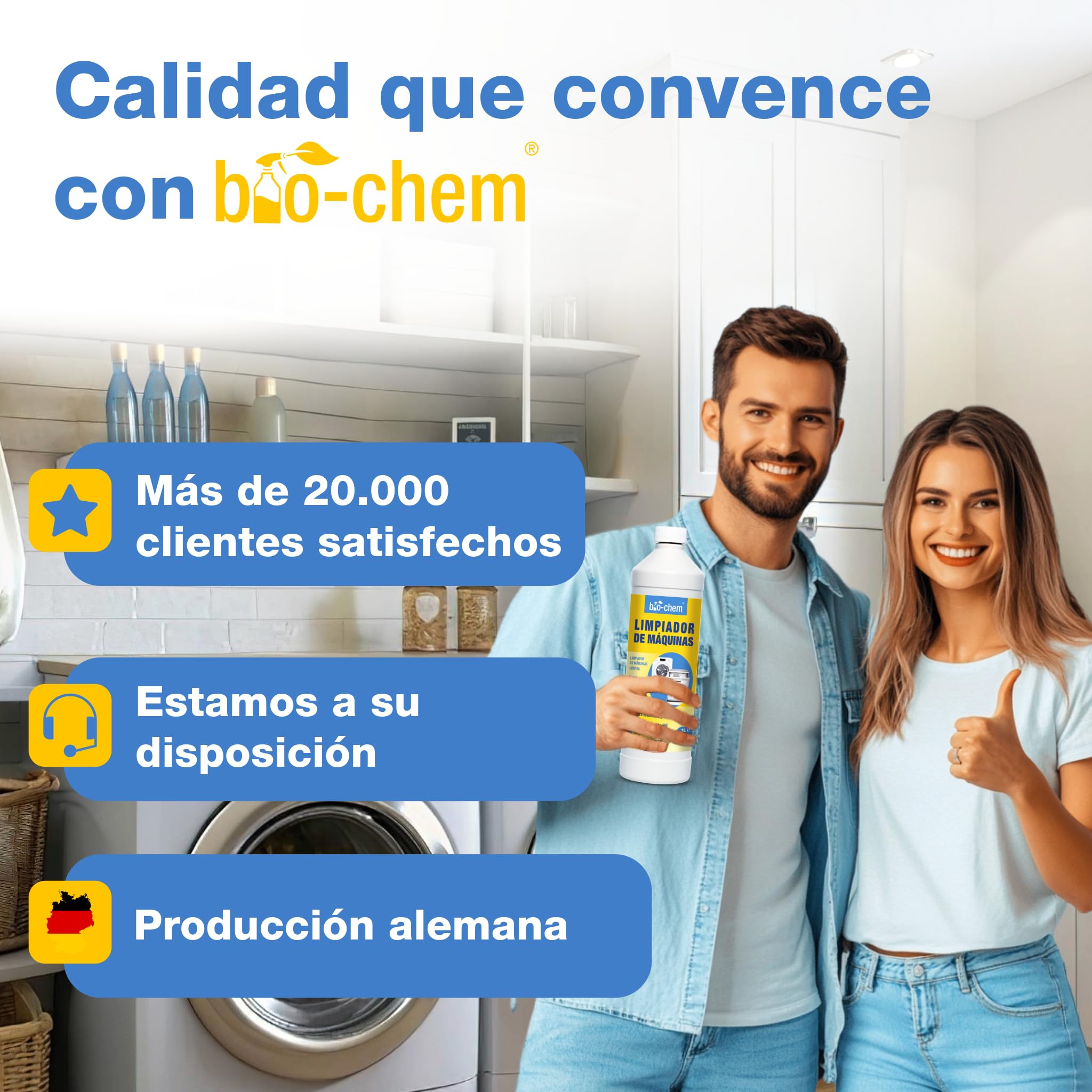 bio-chem Detergente para lavadoras y lavavajillas 6L | Tratamiento completo para lavadoras y lavavajillas: higiene óptima, sin colorantes, compatible con todos los materiales