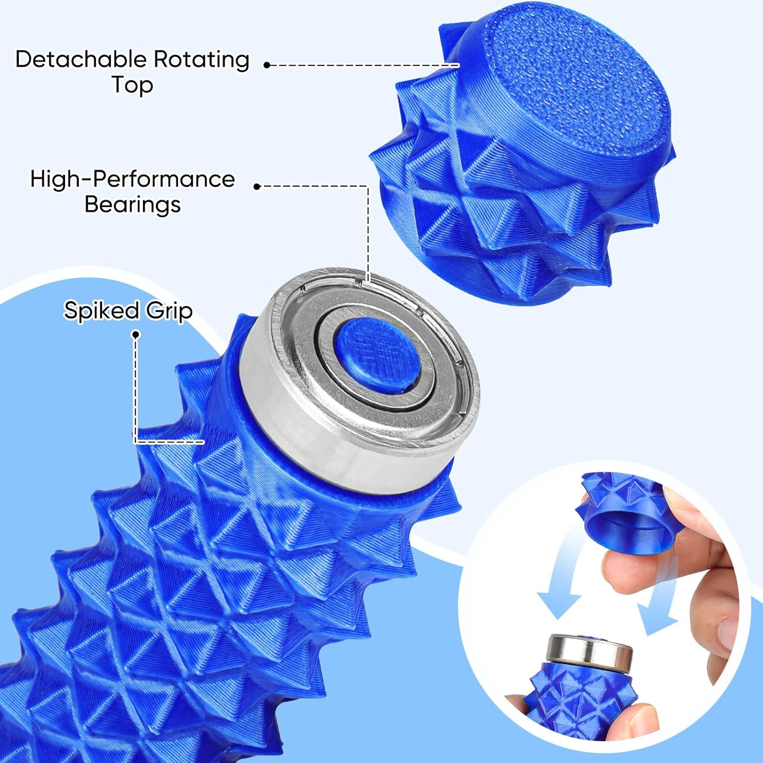 Little Ouchies Pain Fidget, Rotate Pain Stim Fidget to Stress Relief Toys Adults, 3D Printed Spiky Grippie Stim Keychain Anxiety Relief Adults 2 Pcs