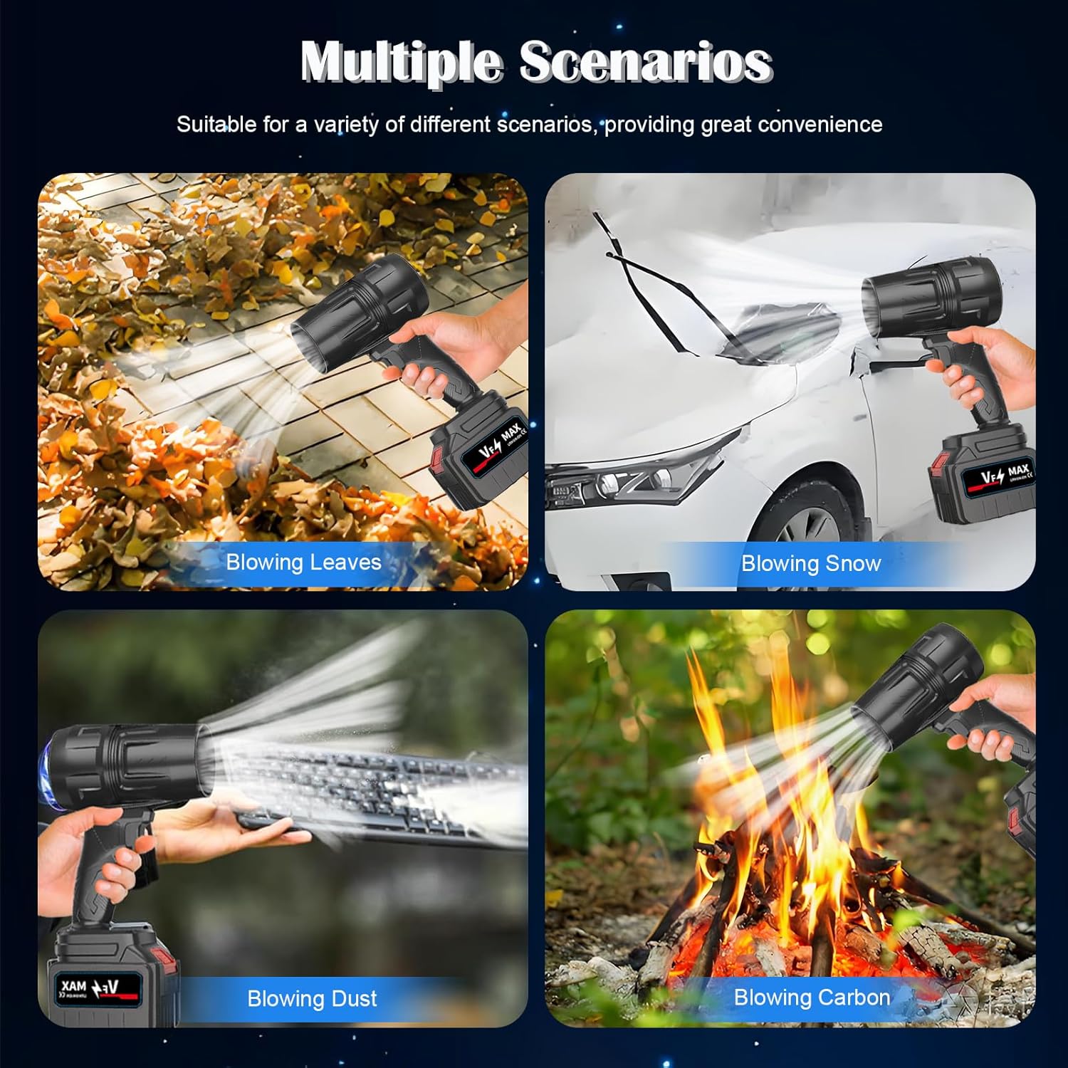 Electric Leaf Blower with 2 Batteries and Charger, 300,000RPM Electric Turbo Jet Cordless Handheld Leaf Blower for Yard Cleaning, Lawn Care, Blowing Leaves and Dust, Black - Image 5