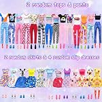 92Pcs Vêtements et accessoires pour poupées avec dressing 11.5 Inch Doll Fashion Design Kit Dress Up Girl Doll incluant les tenues de mode Outfits Tops et Pantalons Chaussures Hangers Sacs Colliers Filles Jouet Cadeaux