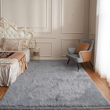 Machine Washable Rug 90 x 300 cm Short Pile, Non-Slip Backing Modern Indoor Large Fluffy Area Rugs Shaggy Rugs Different Sizes for Living Room, Kids Room, Dark Grey