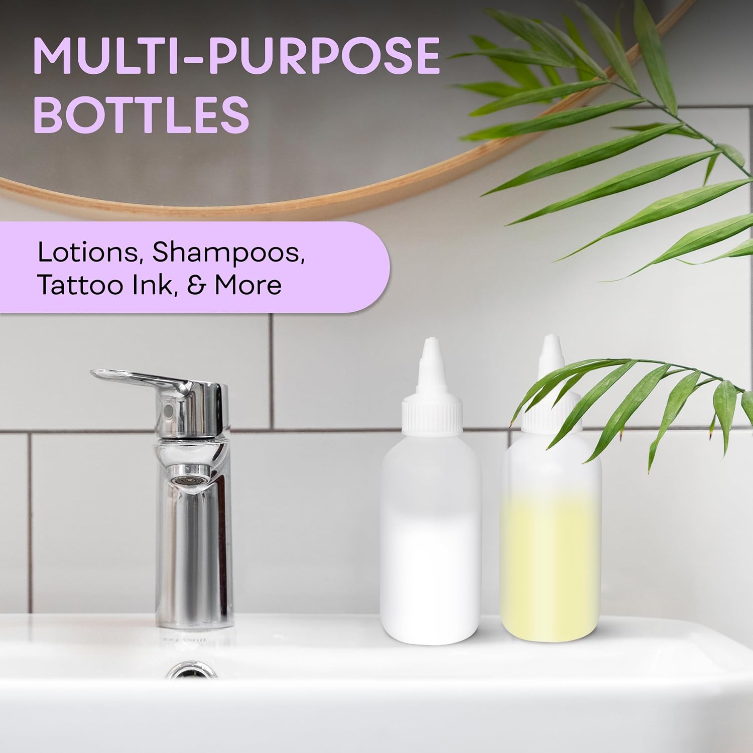 BRIGHTFROM Twist Top Applicator Bottles, Squeeze 4 OZ Empty Plastic Bottles, Refillable, Open/Close Nozzle - Leak Proof, Multi Purpose - 3 PACK
