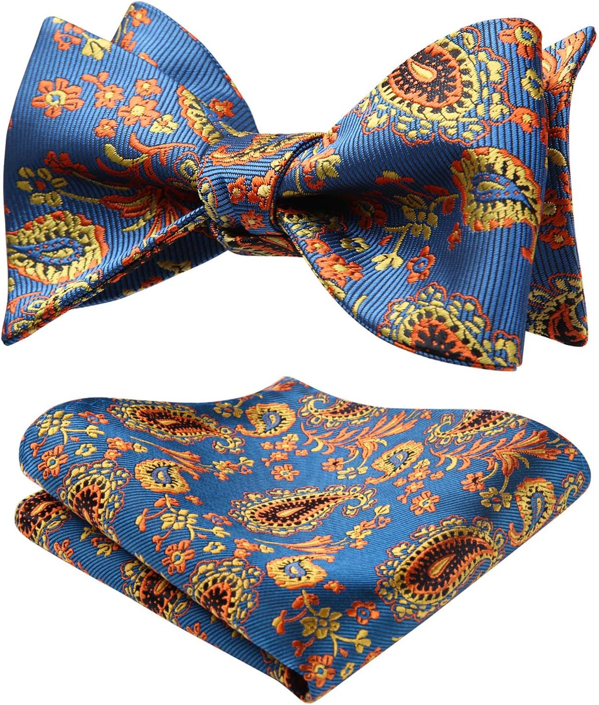HISDERN Bow Ties for Men Paisley Bowties Mens Self Tie Bow Tie and Pocket Square Set Formal Tuxedo Wedding Bowtie