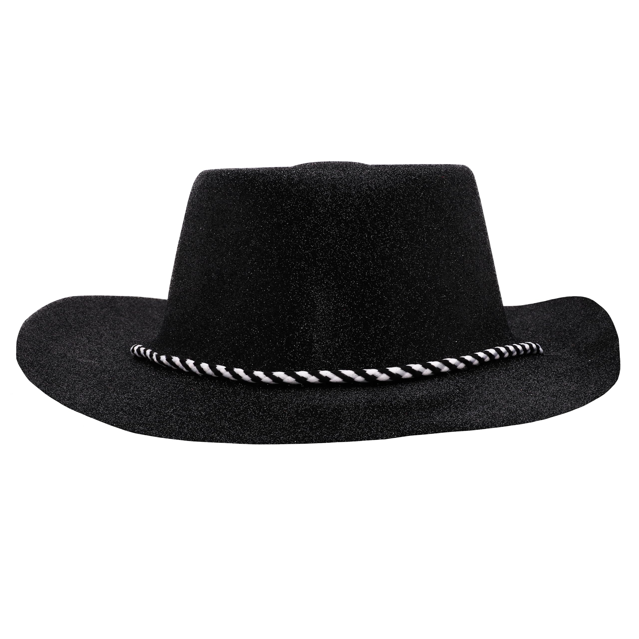 Toyland® Pack of 3-34cm (13") Black Glitter Cowboy Hats - Festivals, Concerts, Fancy Dress & Hen Do Accessories - Image 4