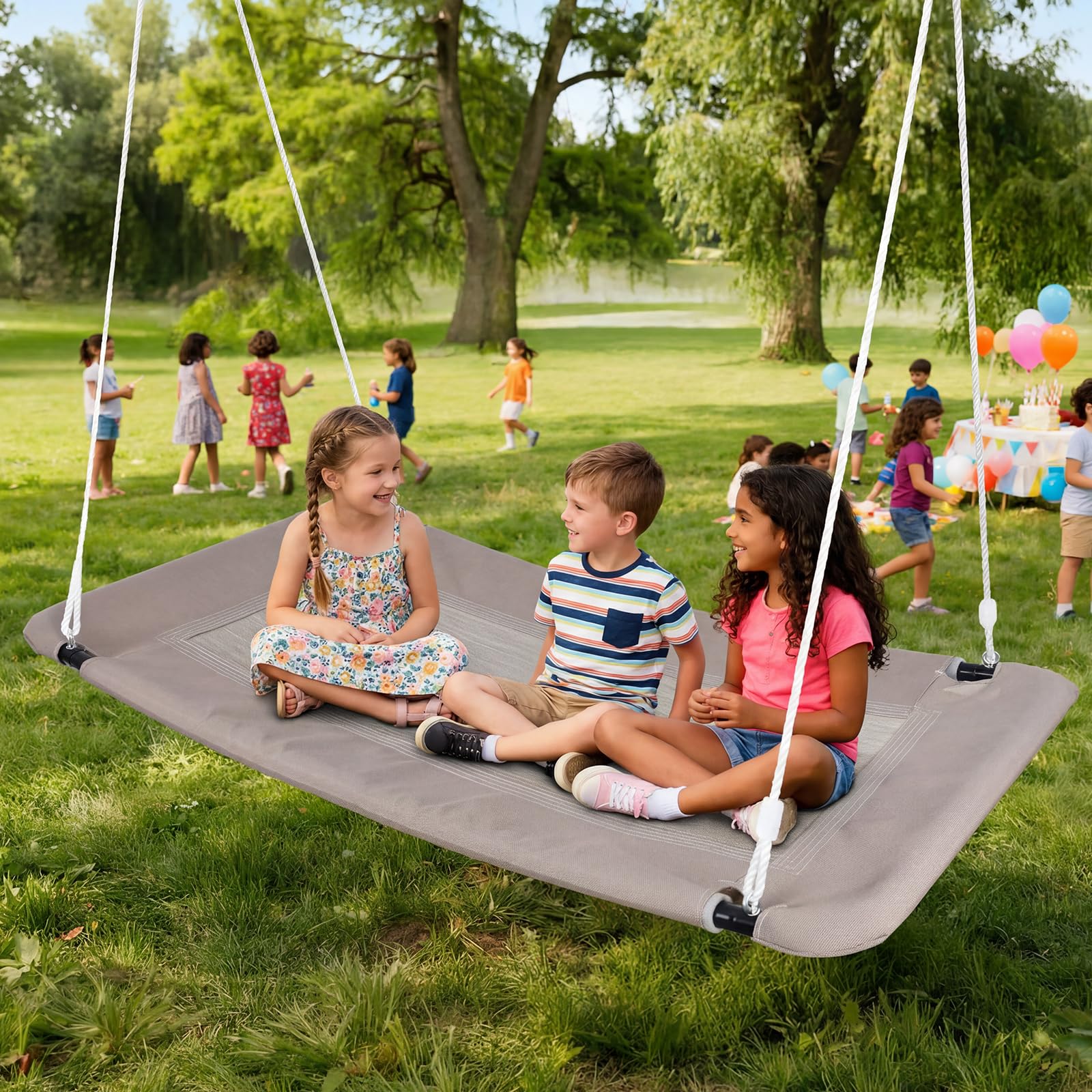 Trekassy 320KG Nestschaukel Set 152cm XXL Hängeschaukel Mit 2 Stücke 3 Meter Schaukel Gurten belastbaren 700KG, wasserdichte Baumschaukel Outdoor & Indoor für Mehr Kinder & Erwachsene Sand