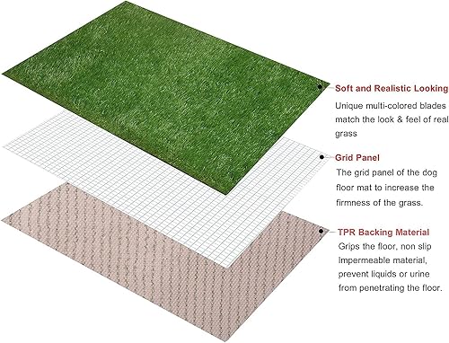 Miniatura 7 de Césped artificial de 4 x 6 pies para entrenamiento de mascotas, sin bandeja, alfombra de césped sintético para interiores y exteriores, para balcón,