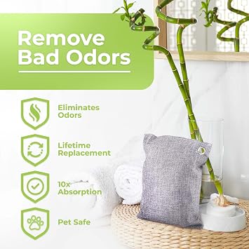 Nature Fresh Charcoal Bags Odor Absorber (Large, 12 Pack, 200g each), Reduce Odors Naturally with Bamboo Charcoal Air Purifying Bags for Car, Home, Closet, Shoe Deodorizer Eliminator Freshener Remover