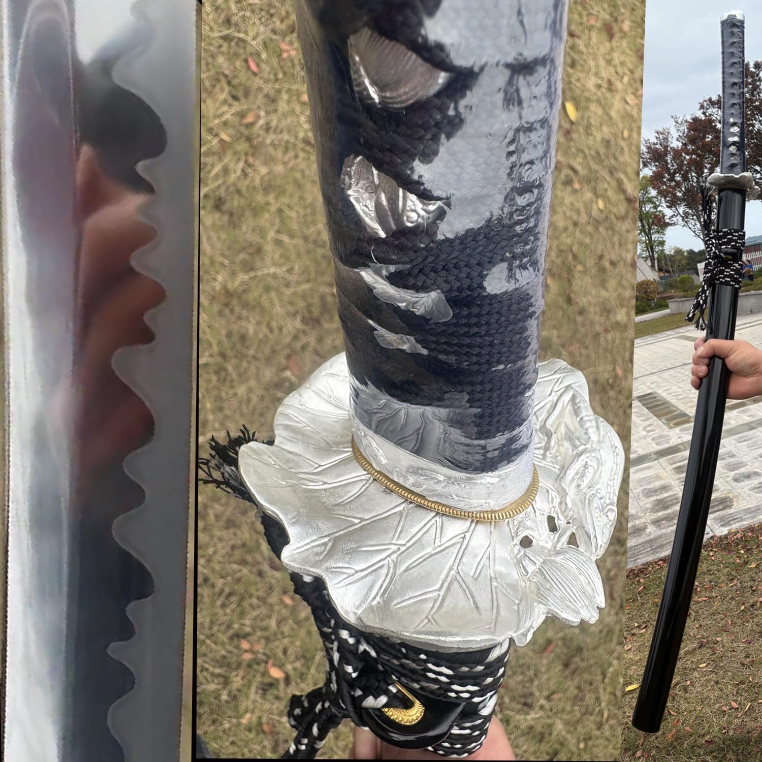 Real Katana Hand Forged 1095 High Carbon Steel Handmade Full Tang Sharp Blade Japanese Samurai Sword Sliver Lotus Tsuba Katana