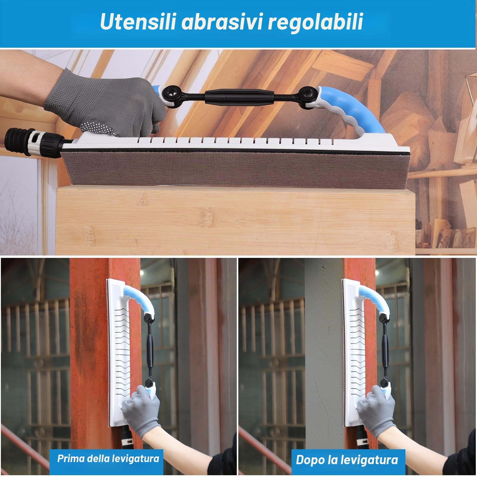 Strumento di levigatura manuale multifunzione per sabbia a rete da 70 mm, blocco di levigatura flessibile regolabile con impugnatura e ventosa blocco di lima per la lavorazione del legno auto