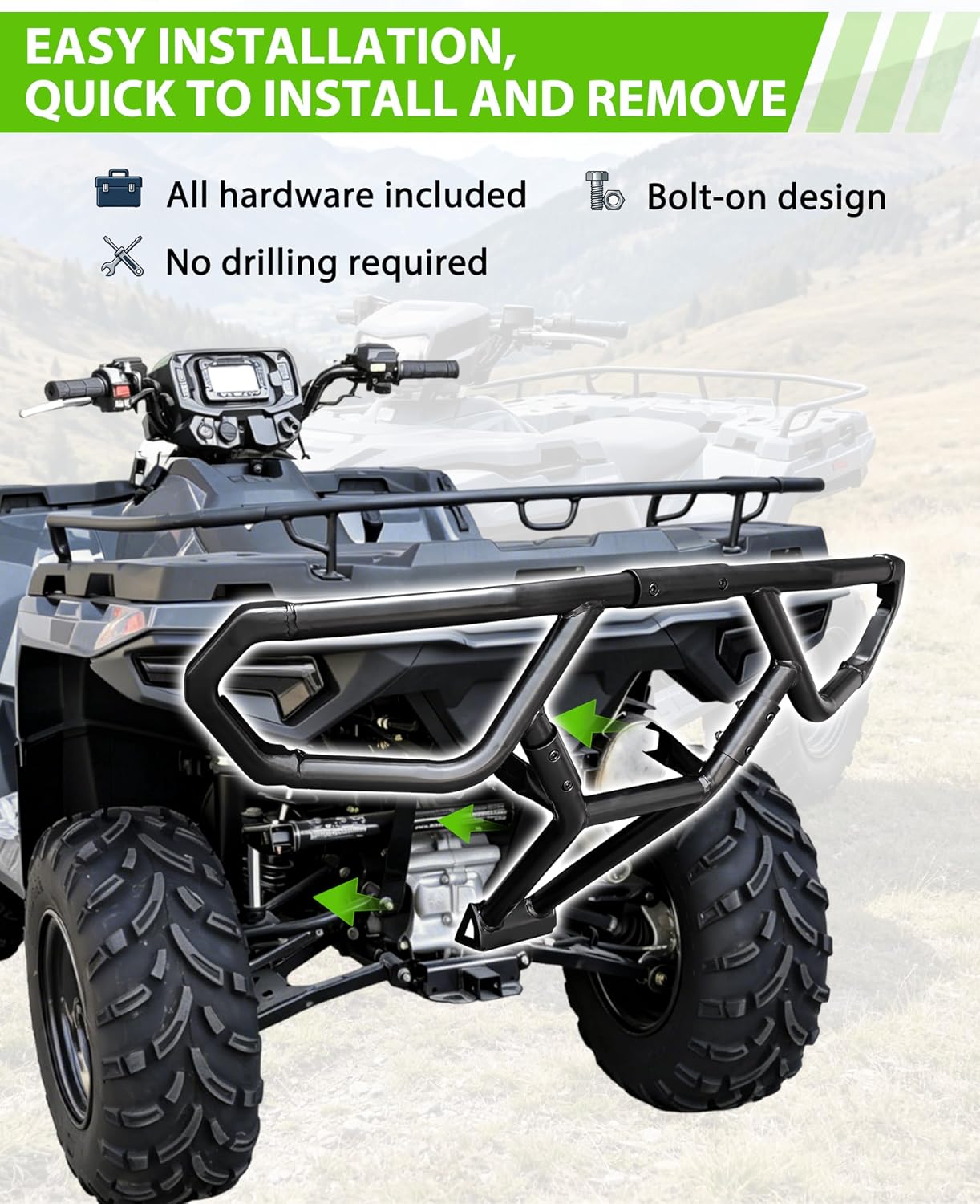 Rear Bumper for Polaris Sportsman 450 570 2021-2026 Accessories, Steel Rear Brush Guard Rear Profile Bumper Back Bumper Guard Protector for Polaris Sportsman 450 570, Replace #2884847