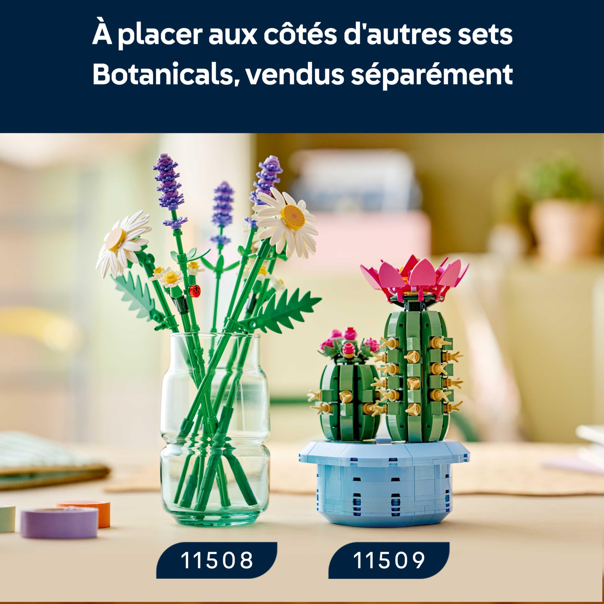 LEGO Botanicals Marguerites - Bouquet de Fleurs Artificielles - Marguerites & Lavande - Décoration Chambre d'enfant DIY - Cadeau d'anniversaire pour Fille 9 Ans ou Adulte Passionné.e de Plantes 11508
