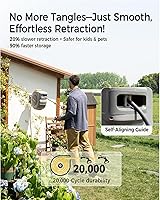Vista 5 de GLAHODEN Carrete de manguera de jardín retráctil de 5/8 pulgadas x 100 pies, resistente a los rayos UV, resistente, carrete de manguera automático
